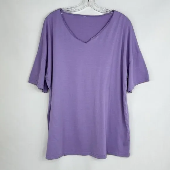 Women Blouse Size 2XL Pretty Purple Pull Over Short Sleeve! - Picture 11 of 11